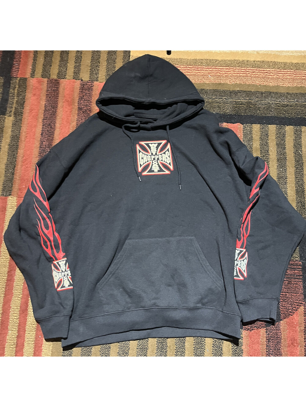West Coast Choppers Black Red Flame Pullover Hoodie XL